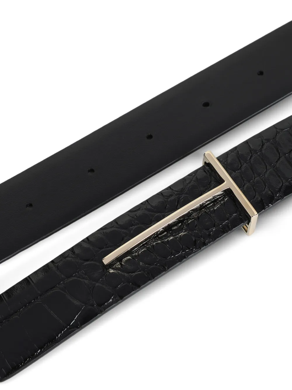 TOM FORD Metalen riem met krokodillen-reliëf Zwart