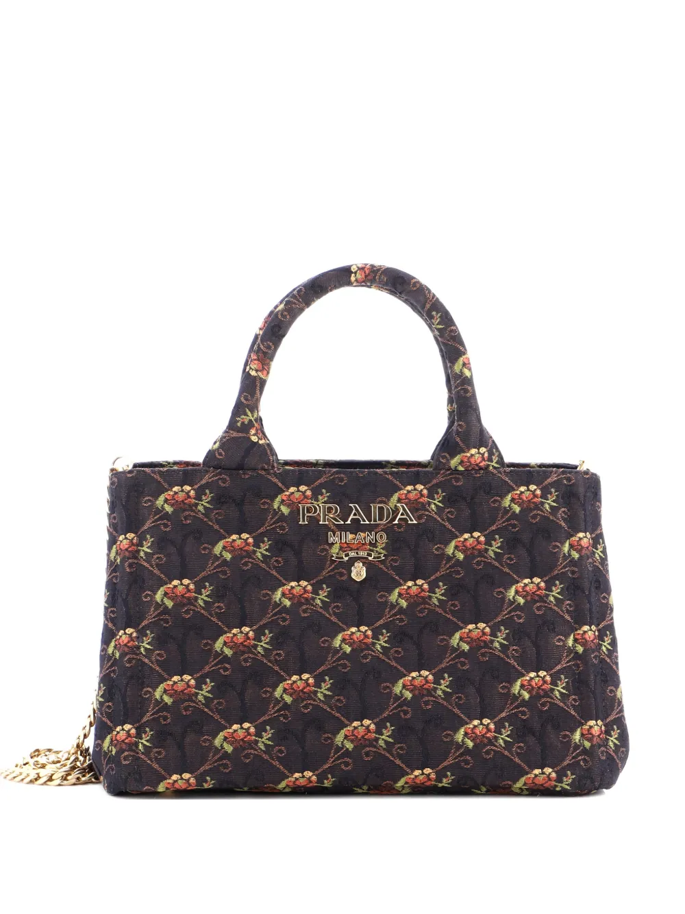 Prada Pre-Owned Canapa Convertible Broccato Fabric Micro tote bag - Verde