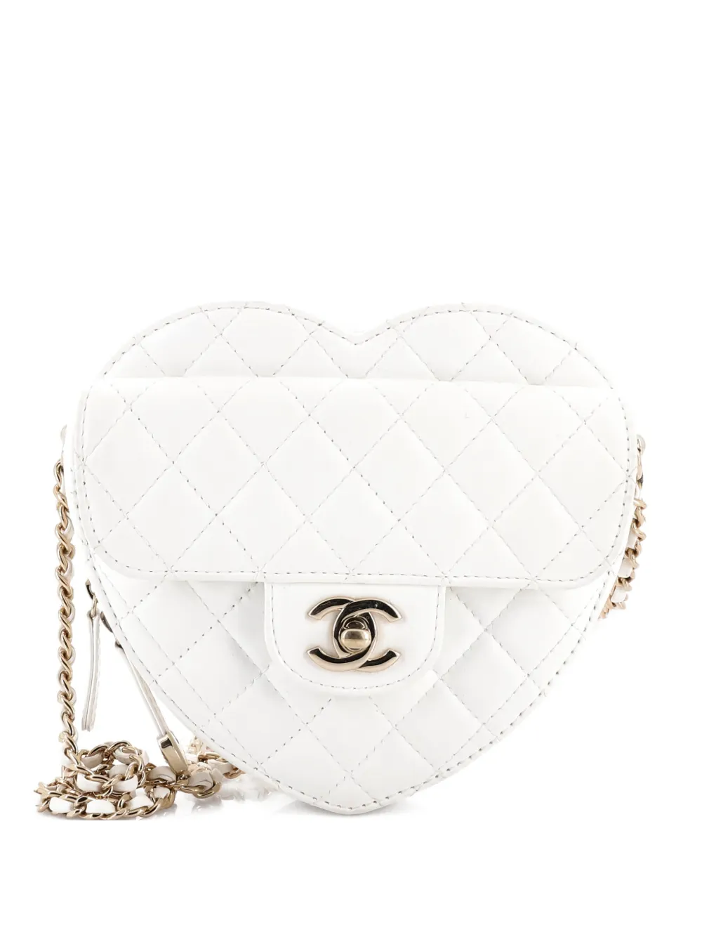 CHANEL Pre-Owned CC in Love Heart Bag Quilted Lambskin crossbody bag - Bianco