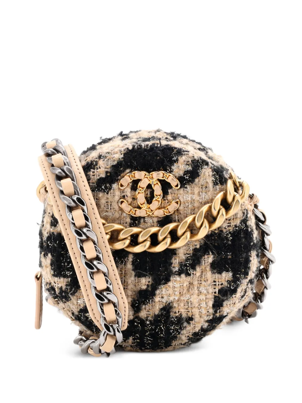 CHANEL Pre-Owned 19 Round Clutch with Chain Quilted Tweed crossbody bag - Nero