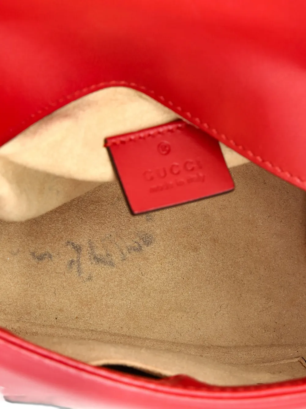 GUCCI Pre-owned Gg Marmont Top Handle Flap Bag Matelasse Leather Mini Satchel In Red