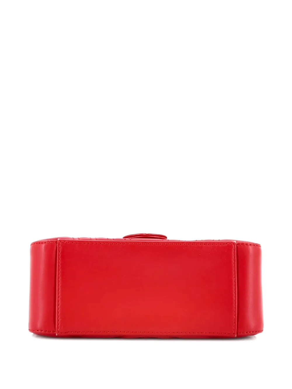 Pre-owned Gucci Gg Marmont Top Handle Flap Bag Matelasse Leather Mini Satchel In Red