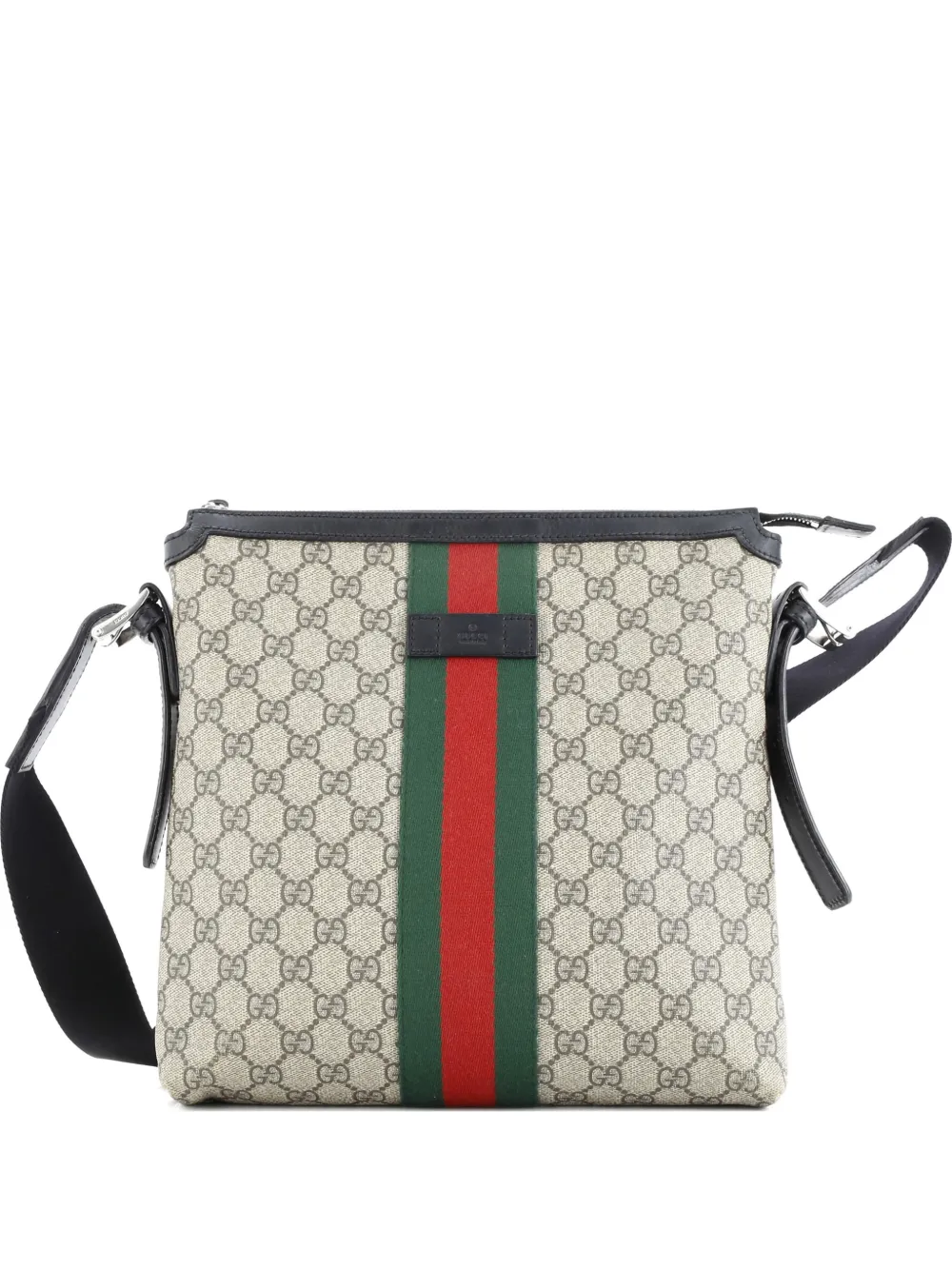Gucci Pre-Owned Web Messenger Bag GG Coated Canvas Medium crossbody bag - Marrone