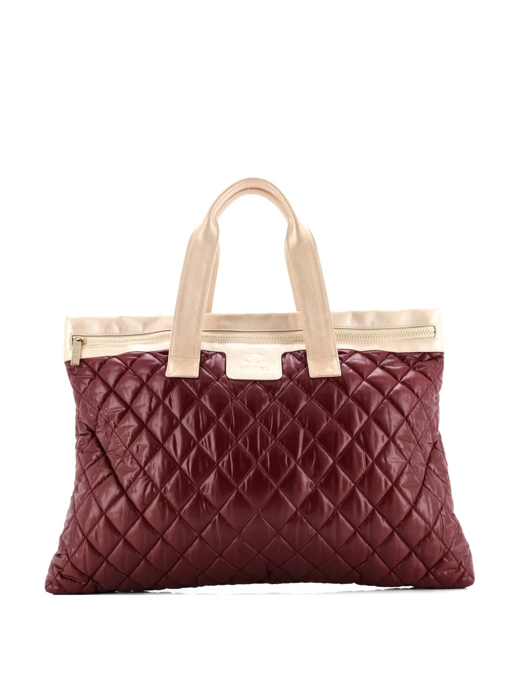 CHANEL Pre-Owned Coco Cocoon Flat Quilted Nylon with Leather Large tote bag - Oro