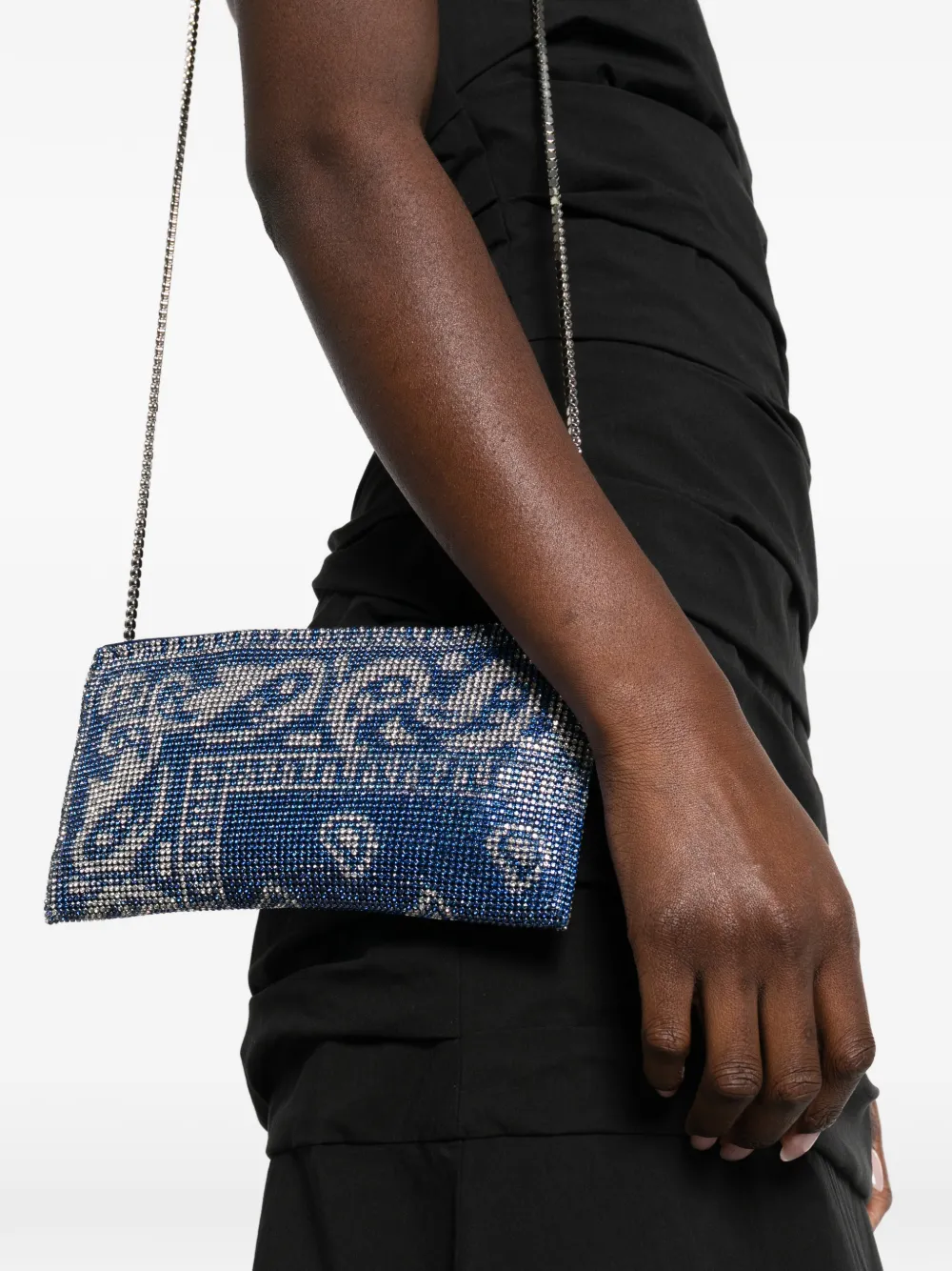 Benedetta Bruzziches Crossbodytas verfraaid met kristallen - Blauw