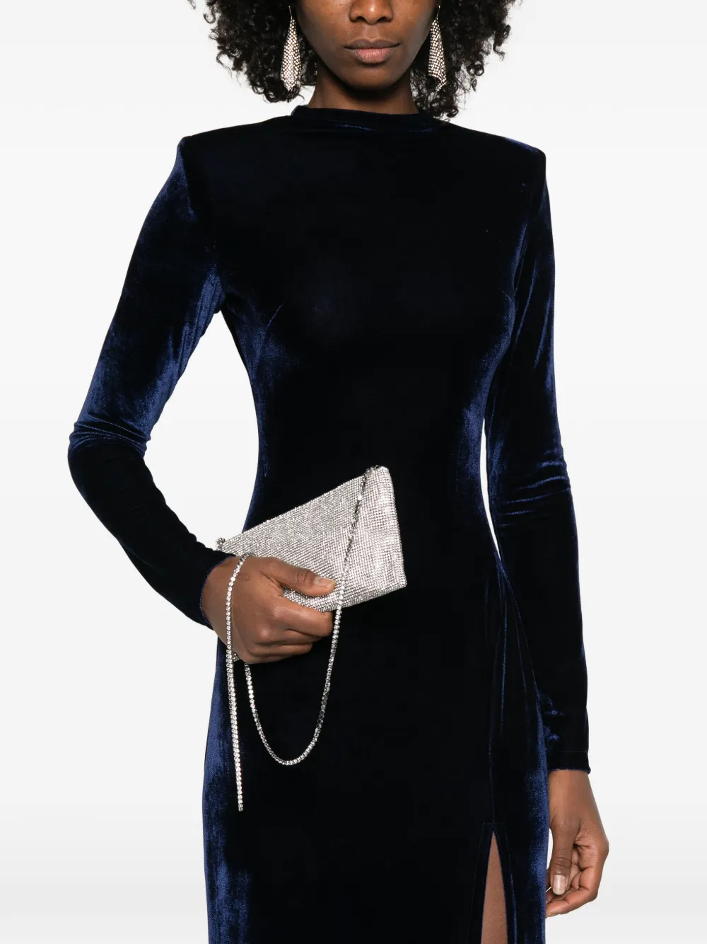 Benedetta Bruzziches La Petite Your Best Friend clutch met kettingband en stras - Zilver