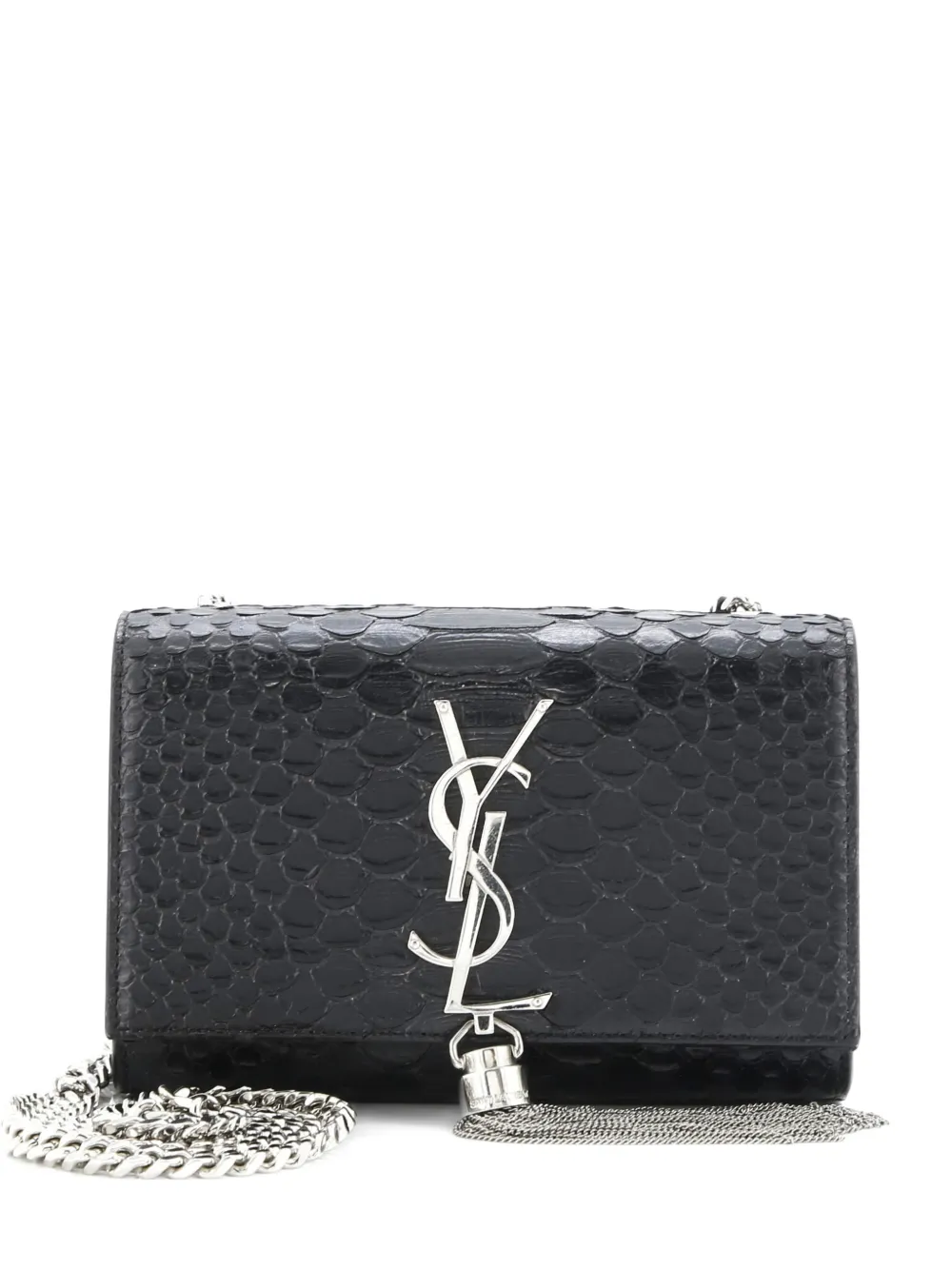 Saint Laurent Pre-Owned Classic Monogram Tassel Python Embossed Leather Small crossbody bag | Black | Image 1