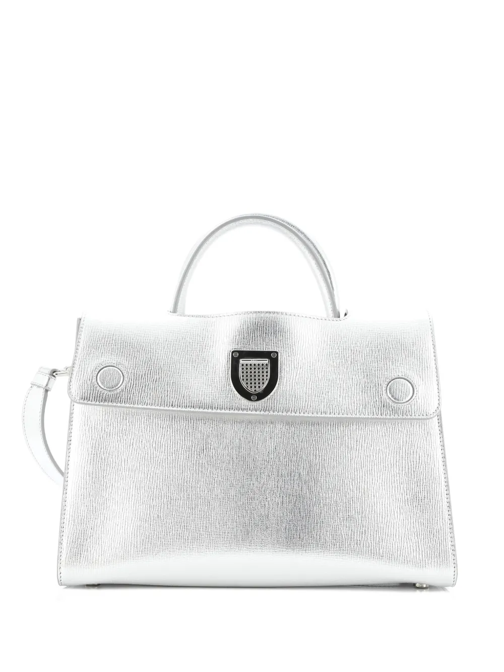 Pre-owned Dior Ever Bag Leather Medium Satchel In Silver