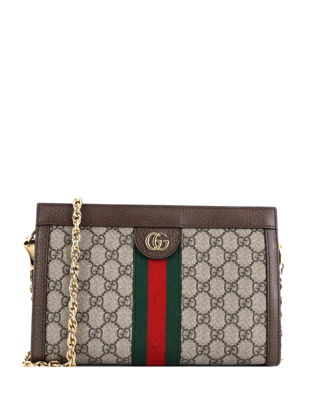 Gucci Pre-Owned Ophidia Chain Shoulder Bag GG Coated Canvas Small crossbody bag - Marrone