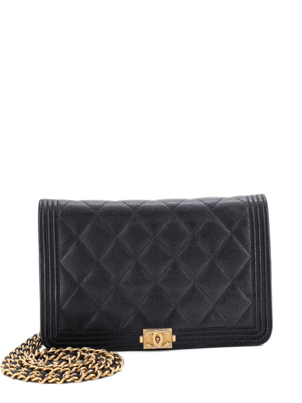 CHANEL Pre-Owned Boy Wallet on Chain Quilted Caviar crossbody bag - Nero