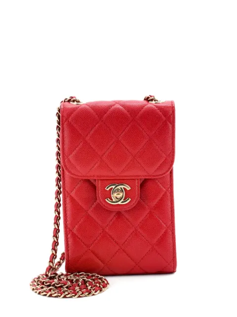 CHANEL Pre-Owned CC Flap Phone Holder Crossbody Bag Quilted Caviar clutch bag