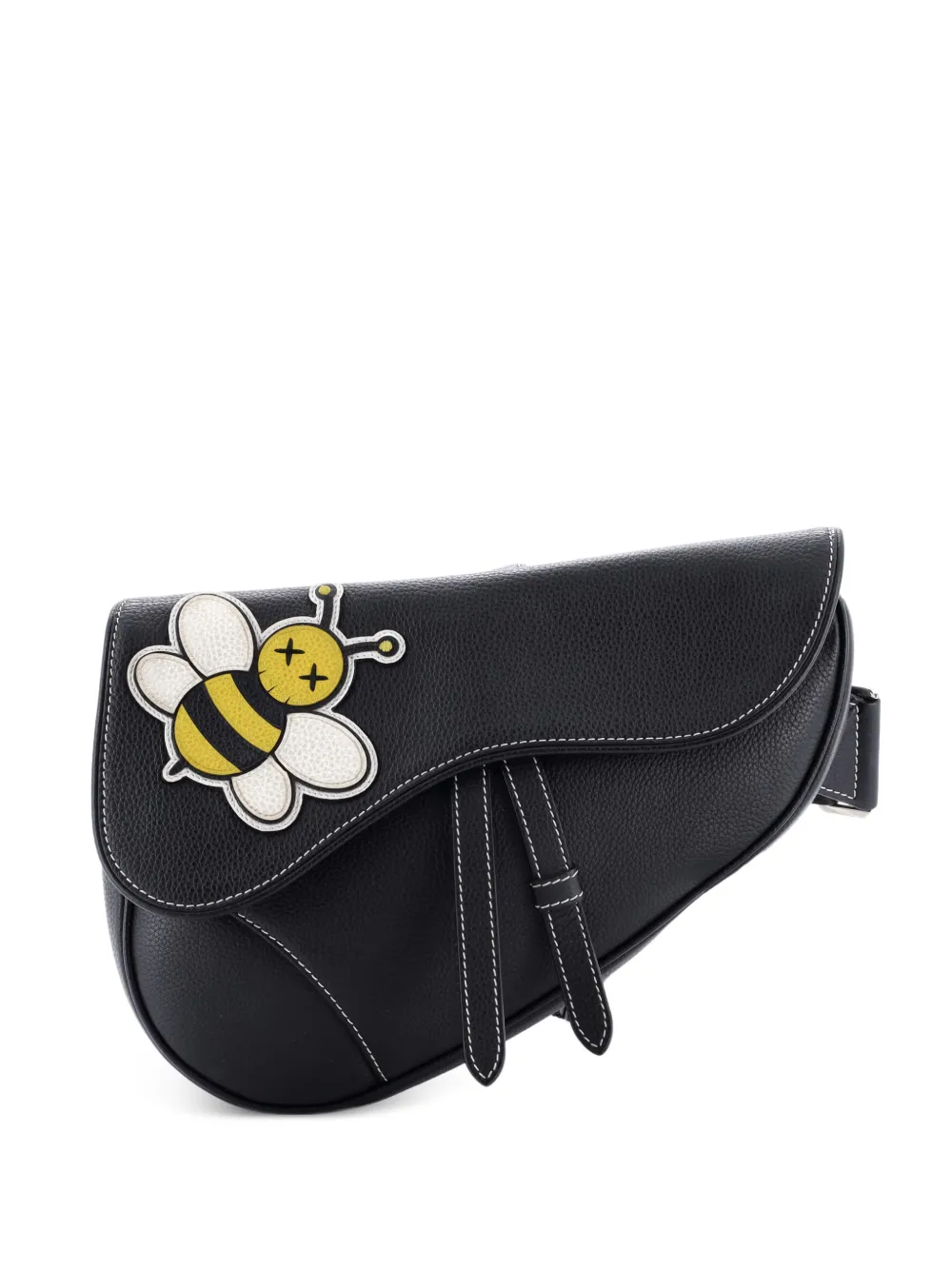 Christian Dior Pre-Owned KAWS Saddle Leather with Applique crossbody bag - Nero