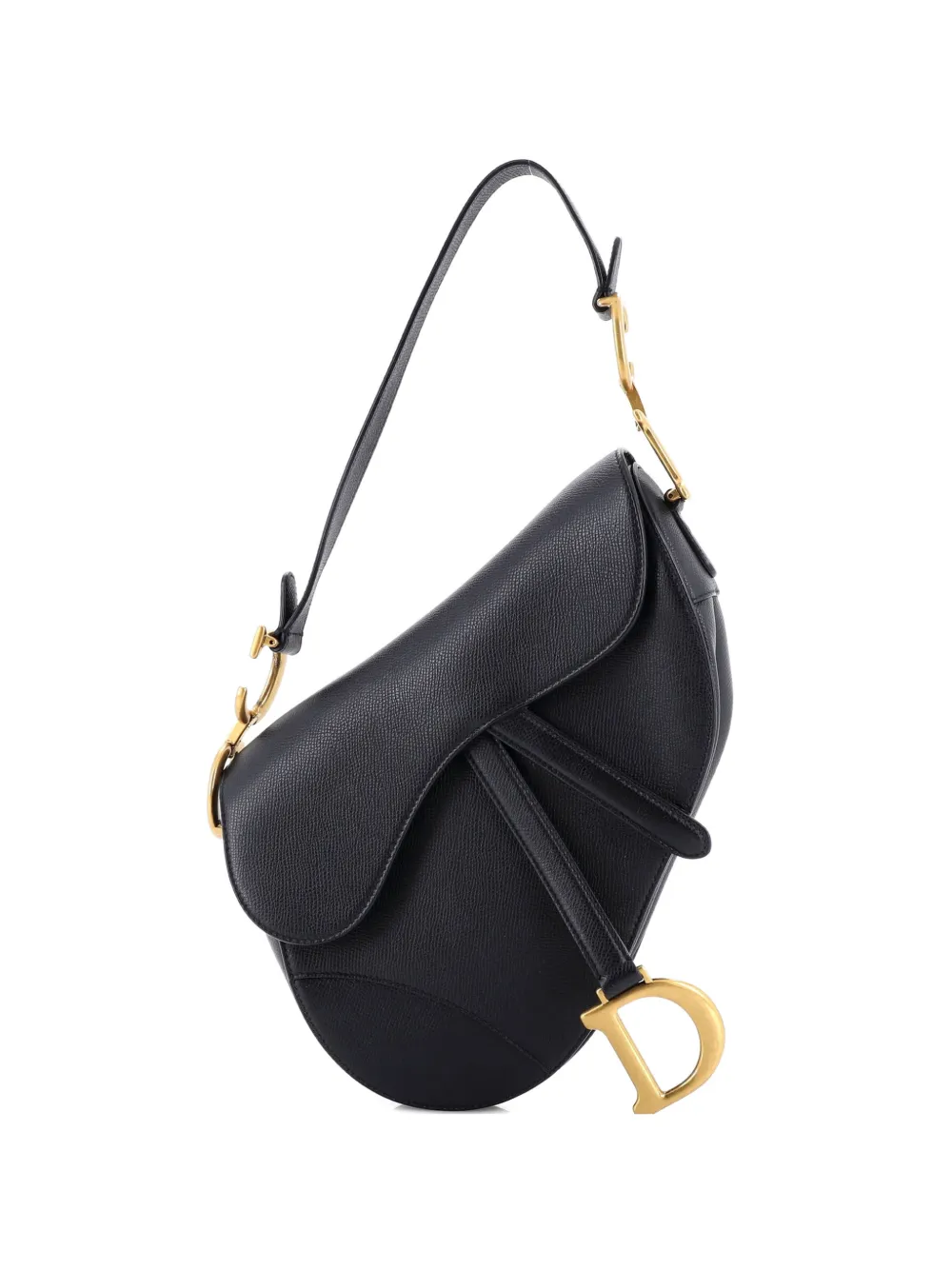 Christian Dior Pre-Owned Borsa a spalla Saddle media in pelle - Nero