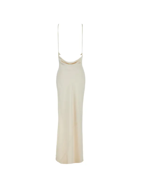 ivory cowl neck slip dress Soletta Ivory Satin Bias Cut Cowl Neck Mini Dress