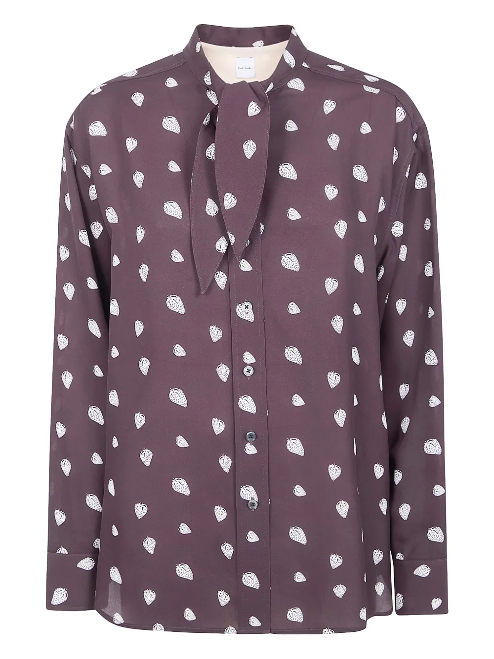 Paul Smith strawberry-print tie shirt - Marrone