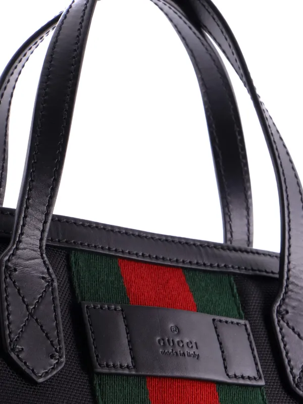 Gucci Pre-Owned Web Zip Techno Canvas Medium Tote Bag | Black