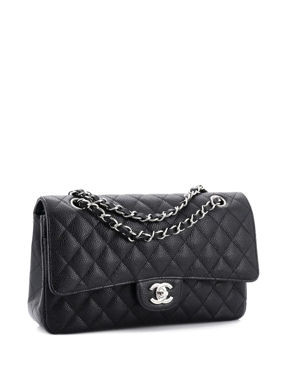 CHANEL Pre-Owned Classic Double Flap Bag Quilted Caviar Medium shoulder bag - Nero