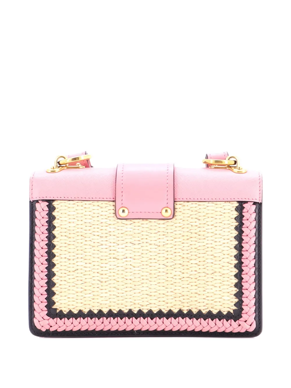 Prada Pre-Owned Cahier Crossbody Bag Leather And Straw Small Shoulder ...