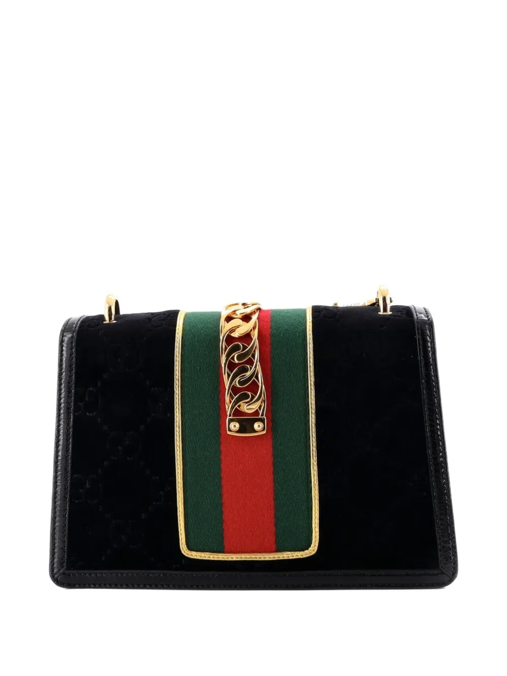 GUCCI ショルダーバッグ GGベルベット ブラック シルヴィ　極美品 Gucci Pre-Owned シルヴィ ショルダーバッグ GGベルベット スモール
