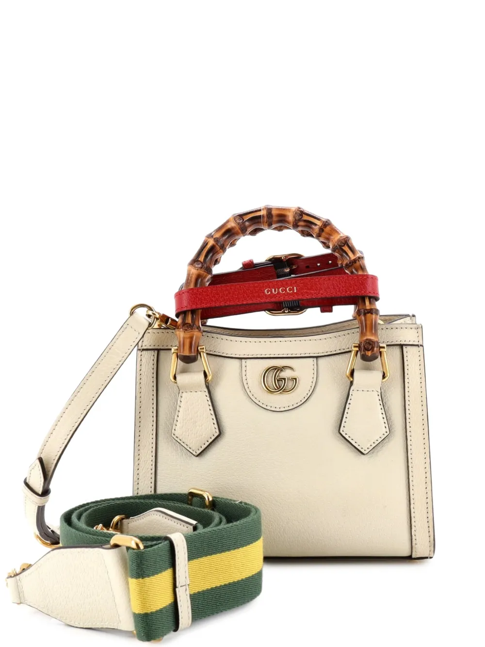 Gucci Pre-Owned Borsa a tracolla Diana NM Bamboo mini in pelle con manico - Bianco