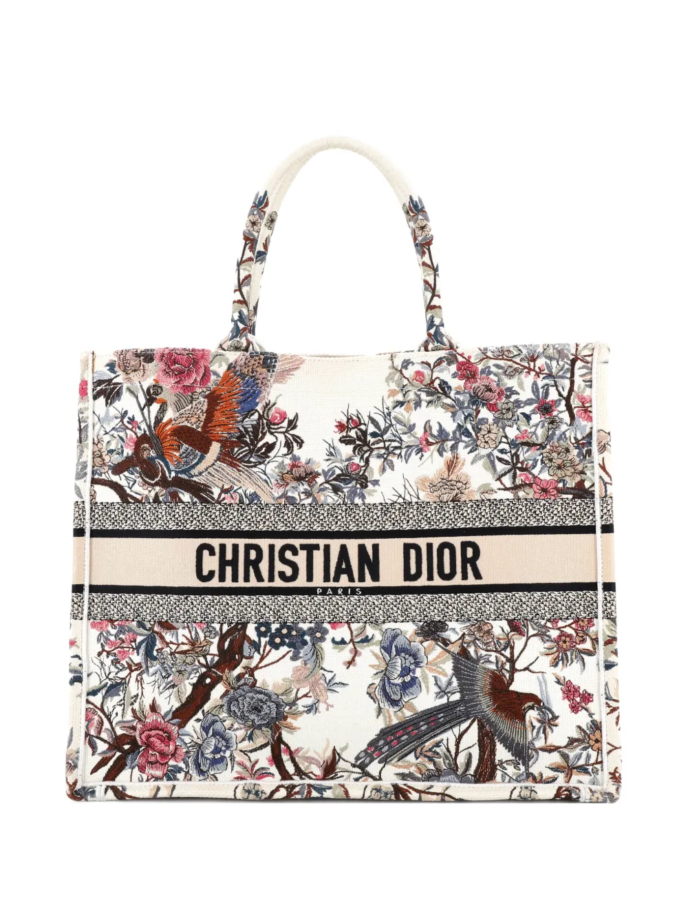 Christian Dior Pre-Owned Book Embroidered Canvas Large tote bag | Neutrals | Image 1
