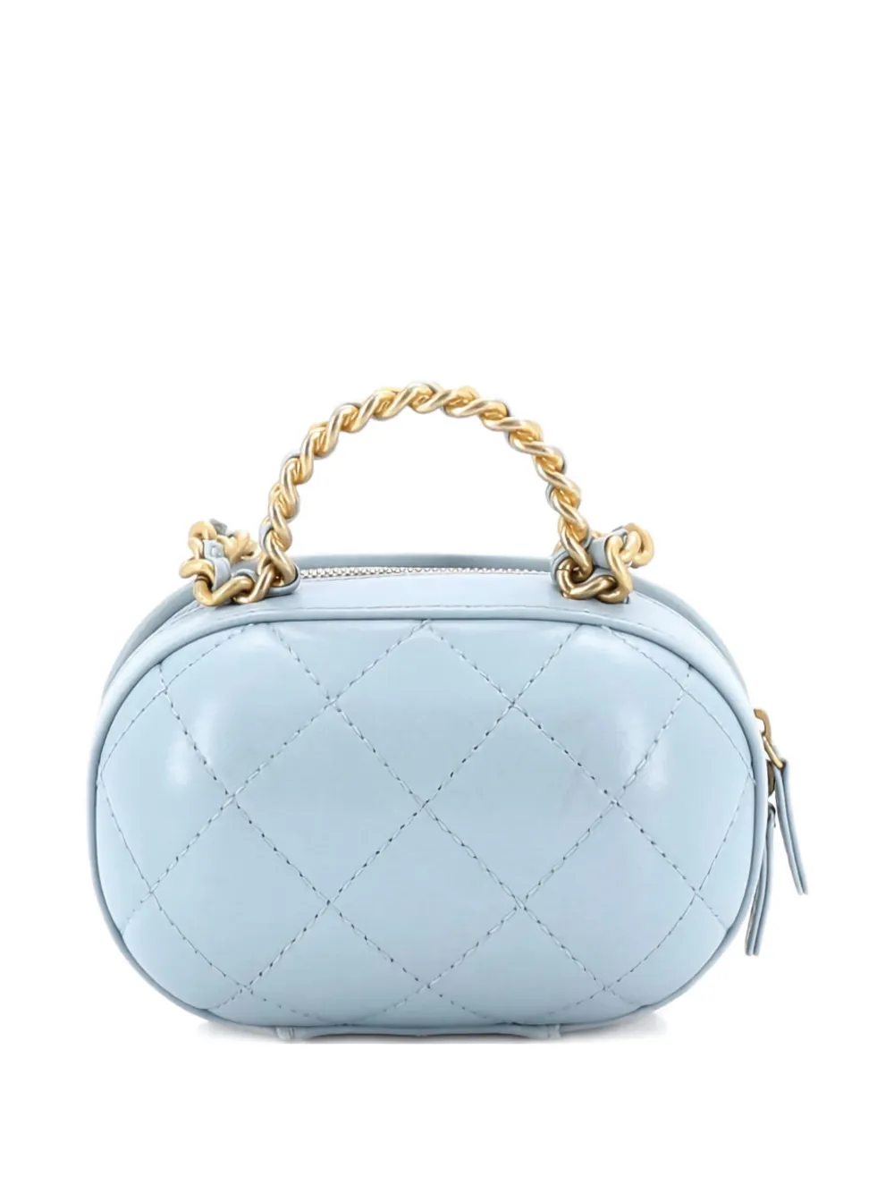 Cc Bubble Top Handle Vanity Case With Chain Quilted Lambskin Small Satchel