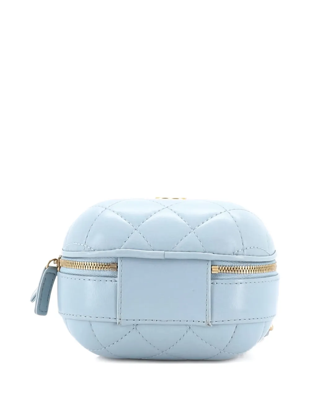 Cc Bubble Top Handle Vanity Case With Chain Quilted Lambskin Small Satchel
