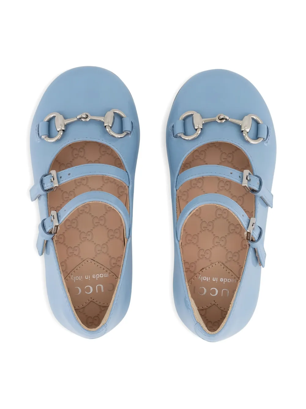  Gucci Kids Horsebit Strap Ballet Flats - Blue 