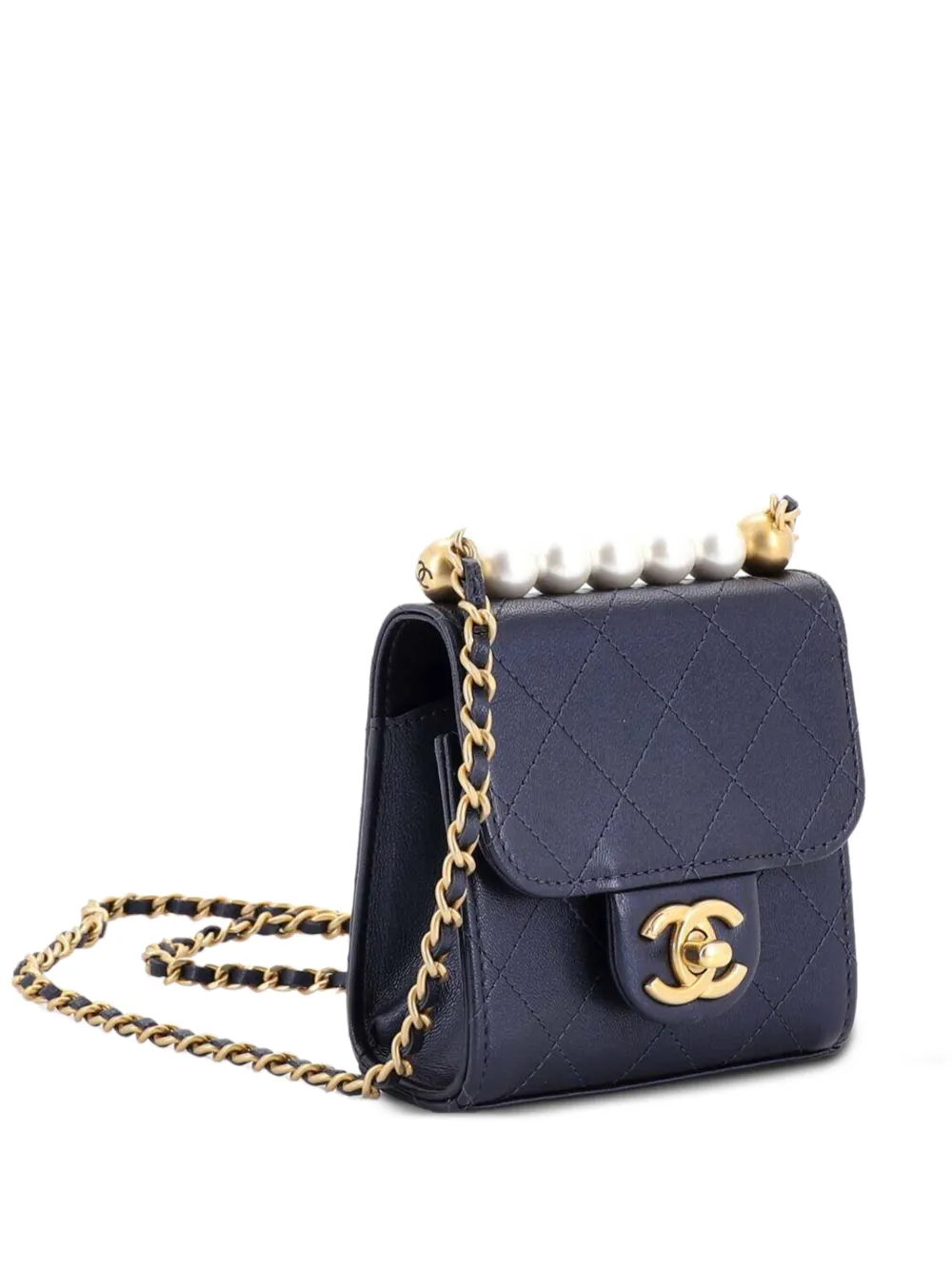 CHANEL Pre-Owned Borsa a tracolla Chic Pearls mini con catena - Blu