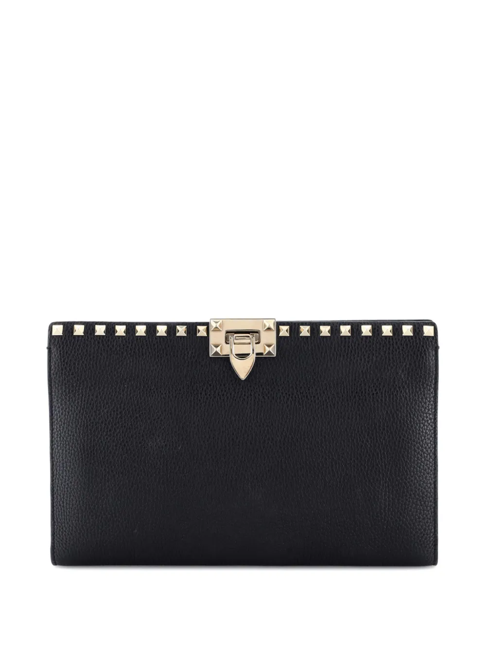 Valentino Garavani Pre-Owned Rockstud Flip Lock Flat Leather Large pouch - Nero