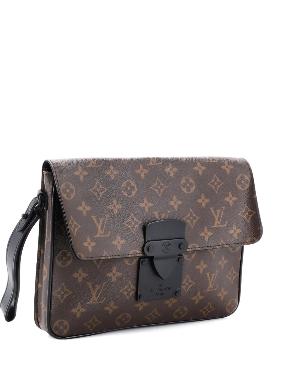 Louis Vuitton Pre-Owned S Lock A4 Wristlet Pouch Macassar Monogram Canvas clutch bag | Black | Image 1