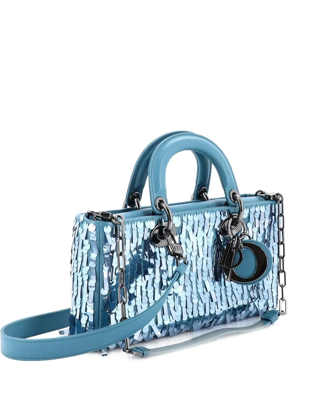 Christian Dior Pre-Owned Lady D-Joy Bag Sequin Embellished Leather Medium satchel - Blau