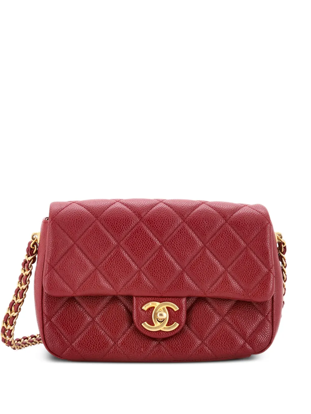 CHANEL Pre-Owned Chain Soul Flap Bag Quilted Caviar Small crossbody bag - Rosso