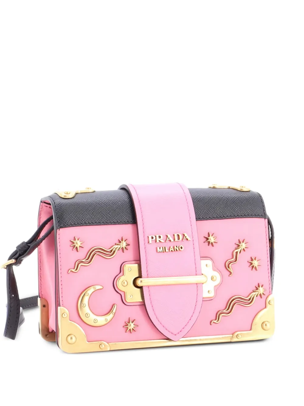 Prada Pre-Owned Cahier Embellished Leather Small crossbody bag - Rosa