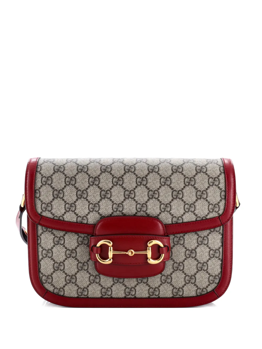 Gucci Pre-Owned Horsebit 1955 Shoulder Bag GG Coated Canvas with Leather Small crossbody bag - Rosso