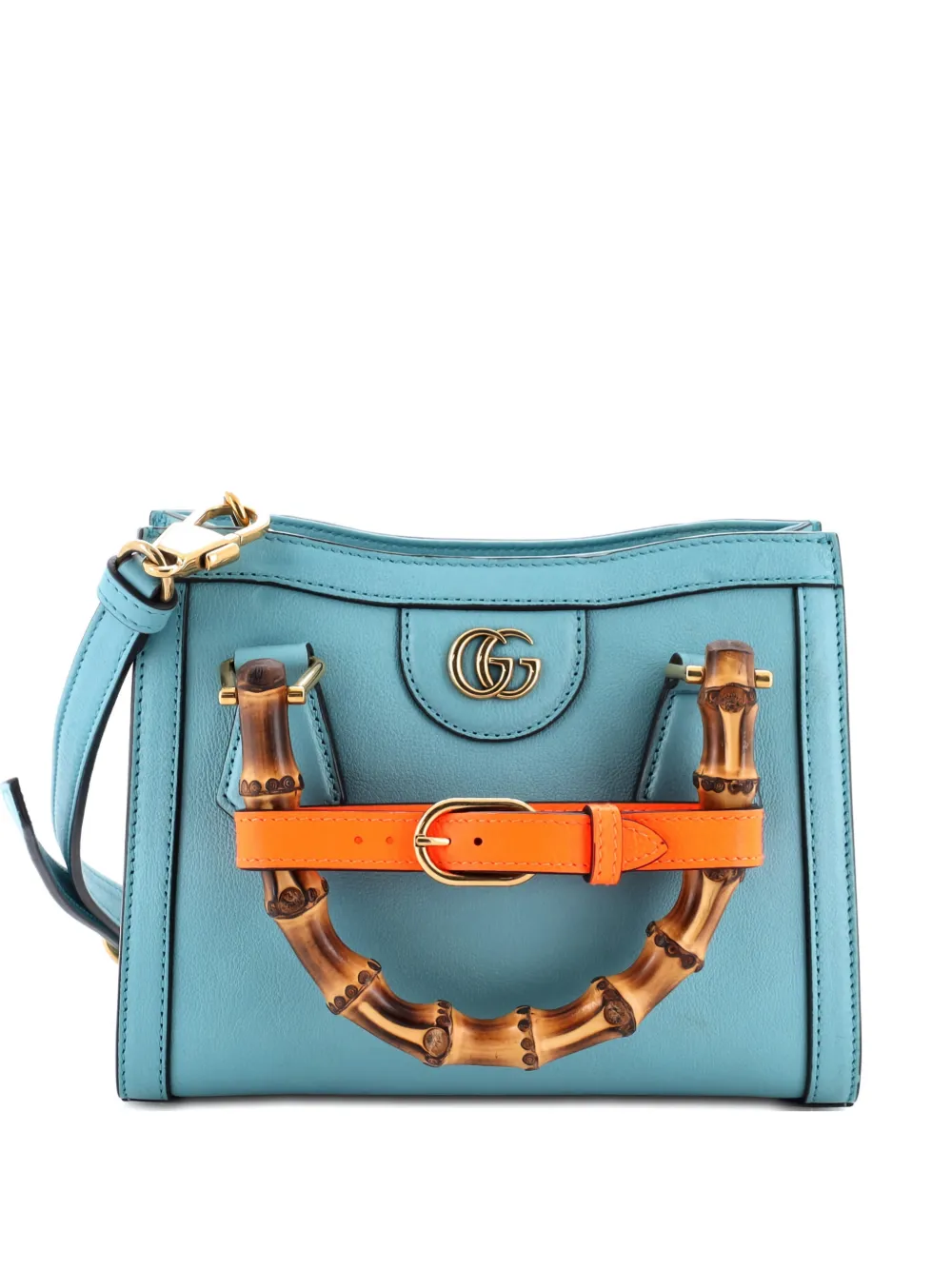 Gucci Pre-Owned Diana NM Bamboo Handle Tote Leather Mini crossbody bag - Blu