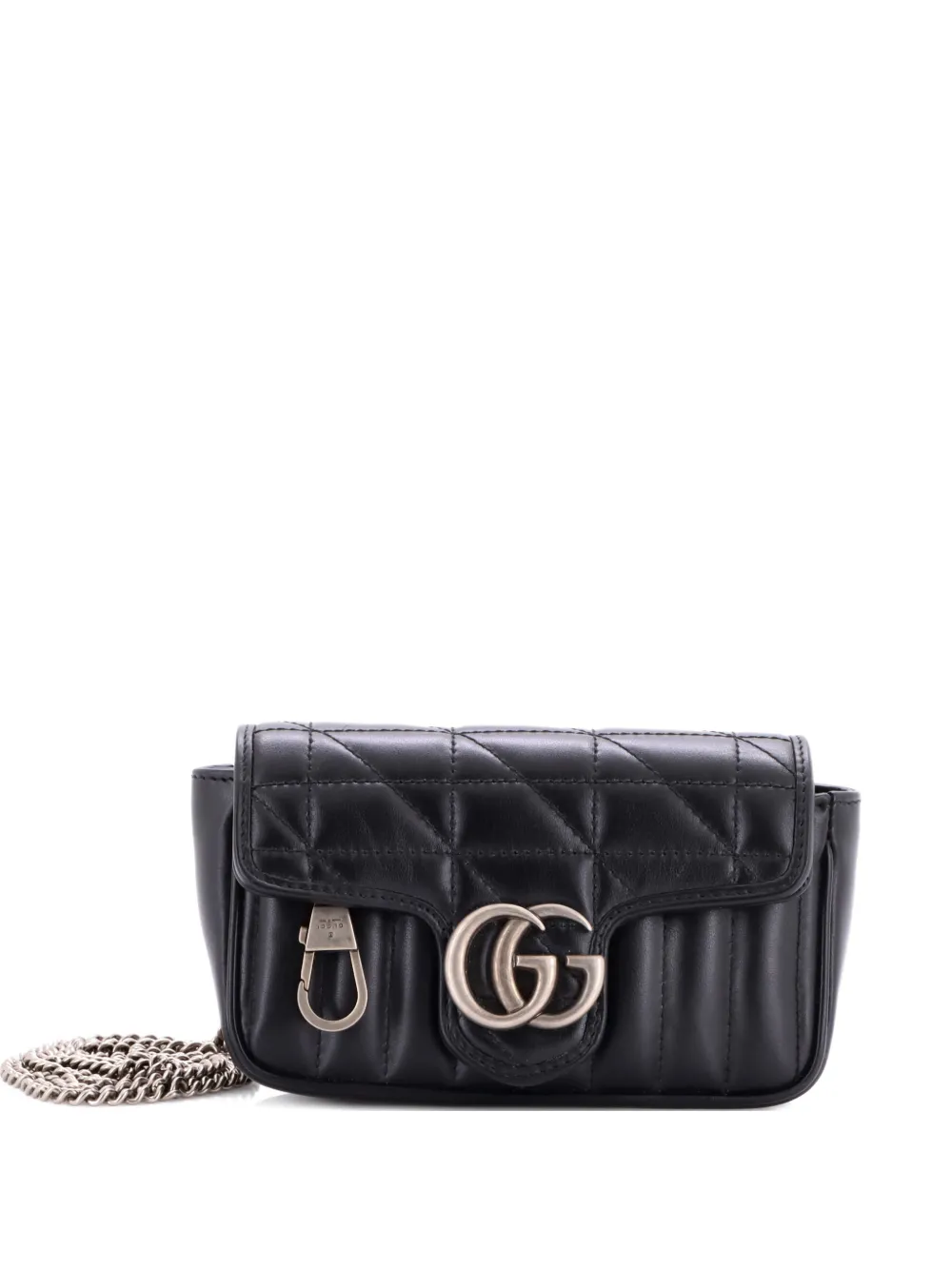 Gucci Pre-Owned GG Marmont Flap Bag Mixed Matelasse Leather Super Mini crossbody bag - Nero