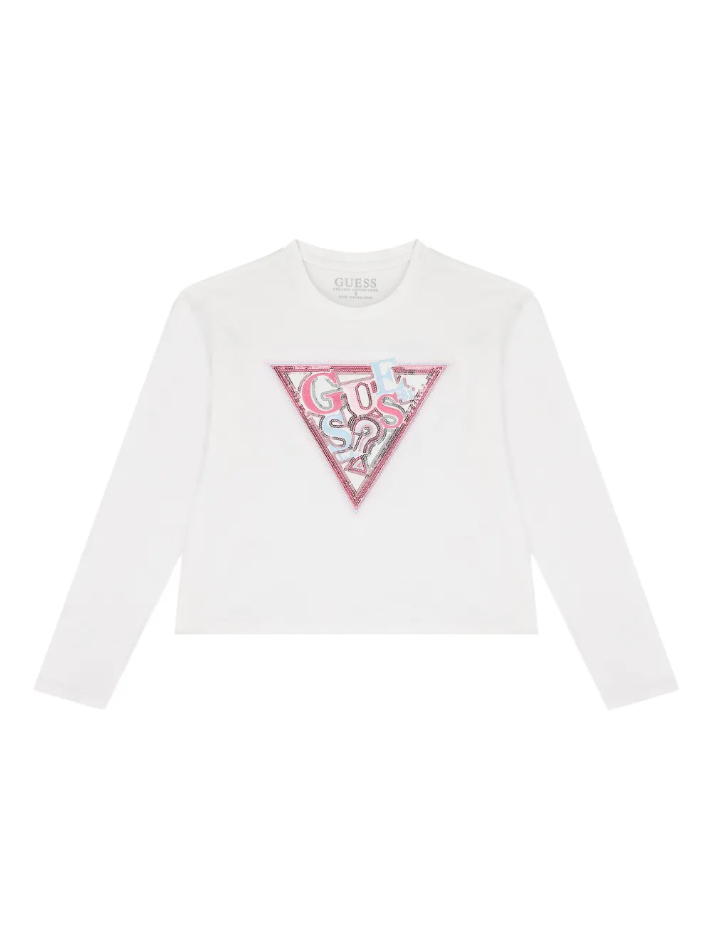 guess kids long-sleeve logo T-shirt - Bianco