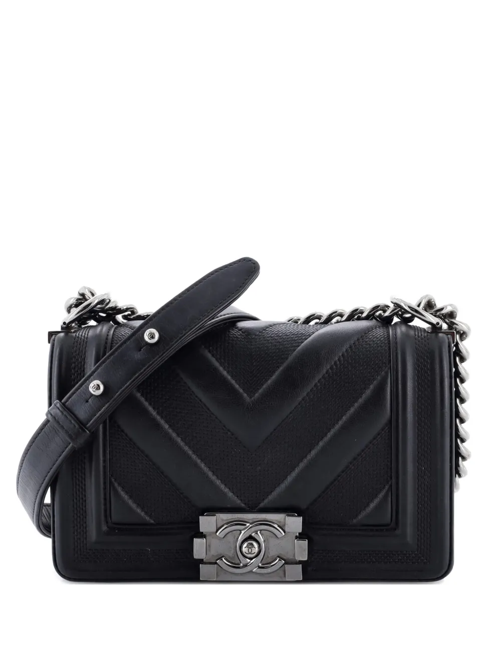 CHANEL Pre-Owned Boy Flap Bag Perforated Chevron Lambskin Small shoulder bag - Nero