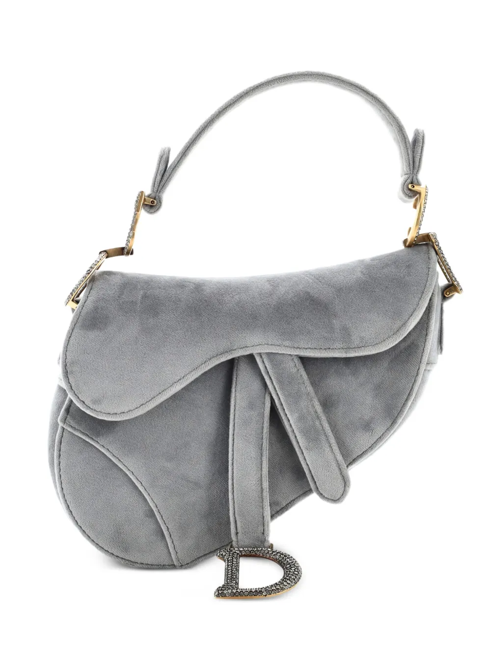 Christian Dior Pre-Owned Saddle Handbag Velvet with Crystals Mini shoulder bag - Blau