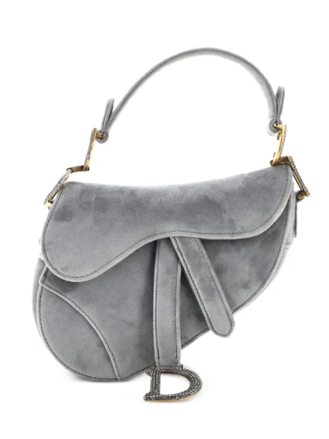 Christian Dior Pre-Owned Saddle Handbag Velvet with Crystals Mini shoulder bag