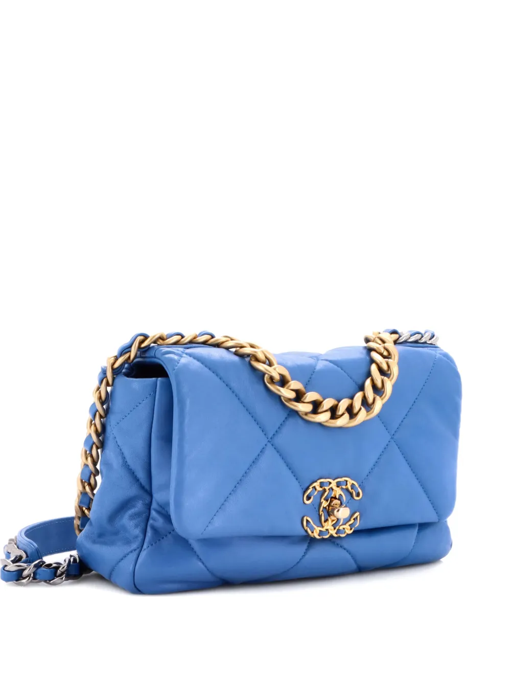 CHANEL Pre-Owned 19 Flap Bag Quilted Leather Medium crossbody bag - Blu