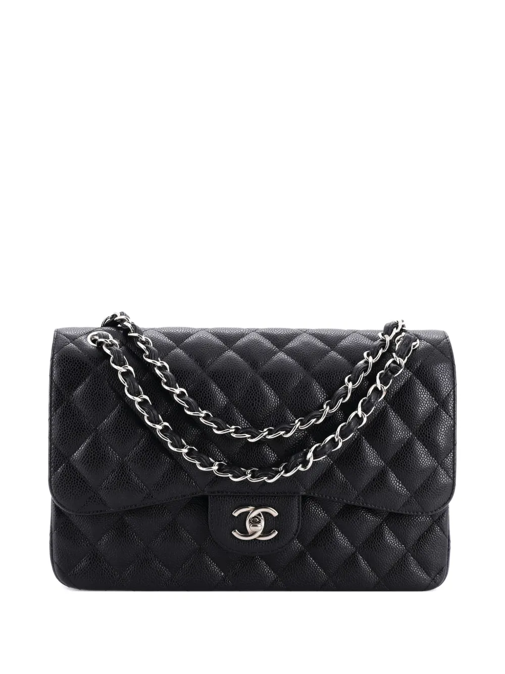 CHANEL Pre-Owned Classic Double Flap Bag Quilted Caviar Jumbo shoulder bag - Nero