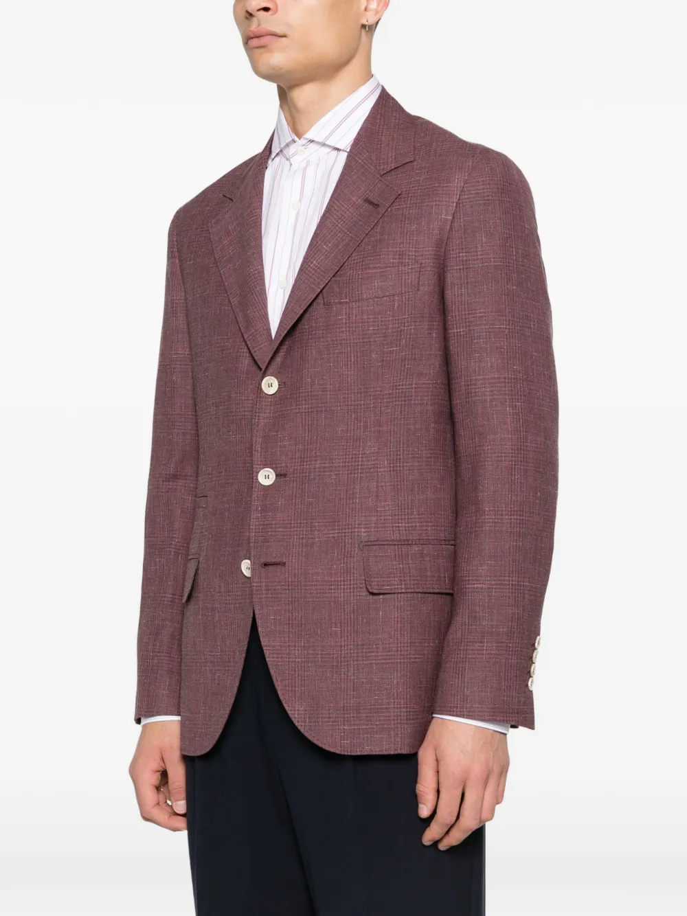  Brunello Cucinelli Check Single-breasted Blazer - Red 