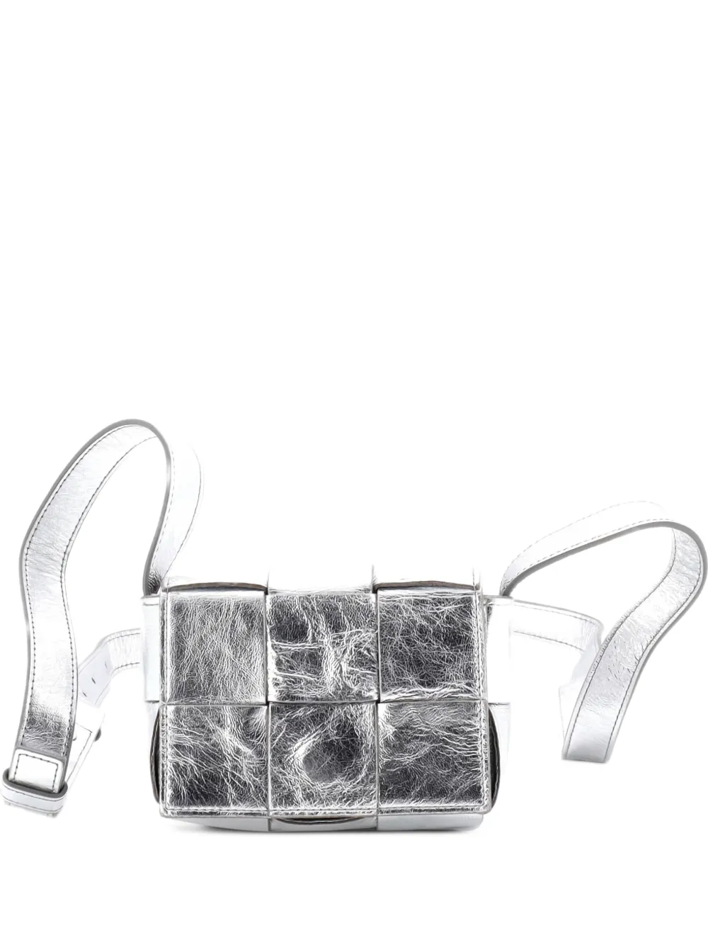 Bottega Veneta Pre-Owned Cassette Maxi Intrecciato Leather Candy crossbody bag - Argento