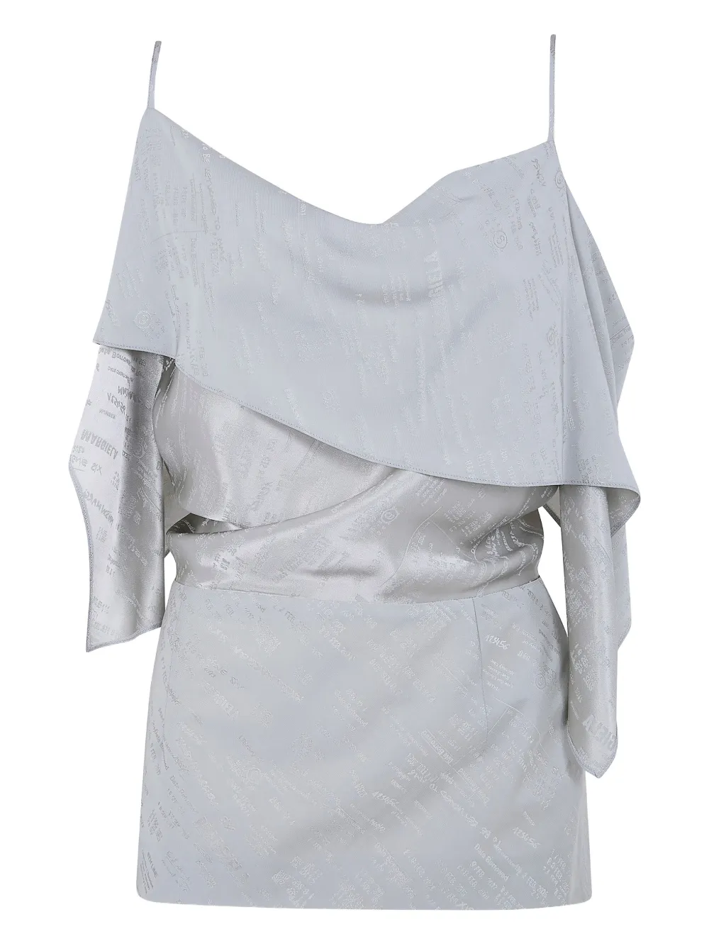 Mm6 Maison Margiela Draped Asymmetric Textured Top Spaghetti Straps In Gray