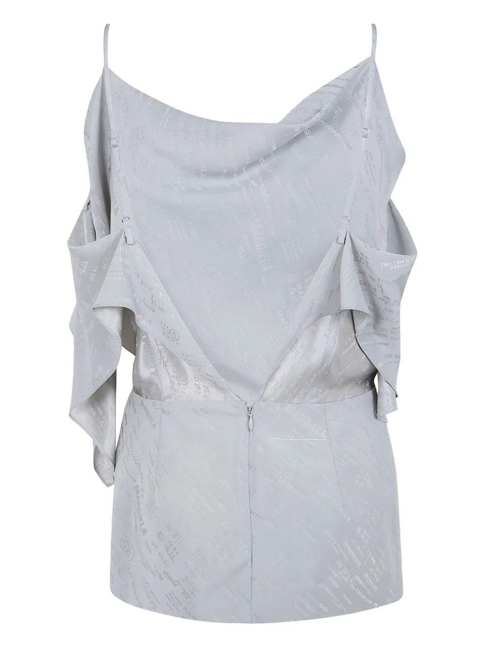 Mm6 Maison Margiela Draped Asymmetric Textured Top Spaghetti Straps In Gray