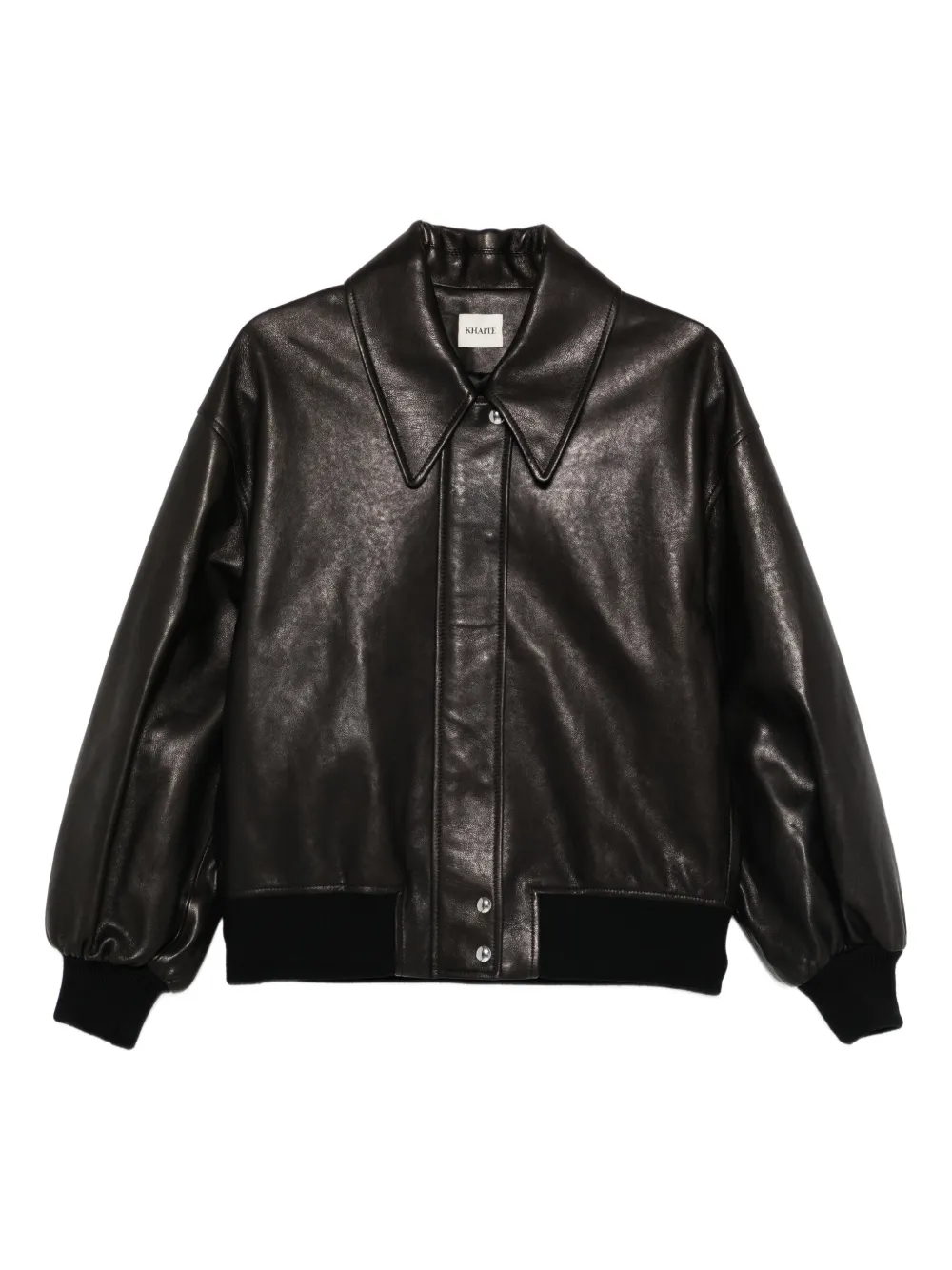 KHAITE collared leather jacket - Schwarz