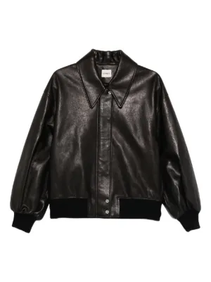 Gucci Horsebit Notched Leather Jacket | Blue | FARFETCH CA