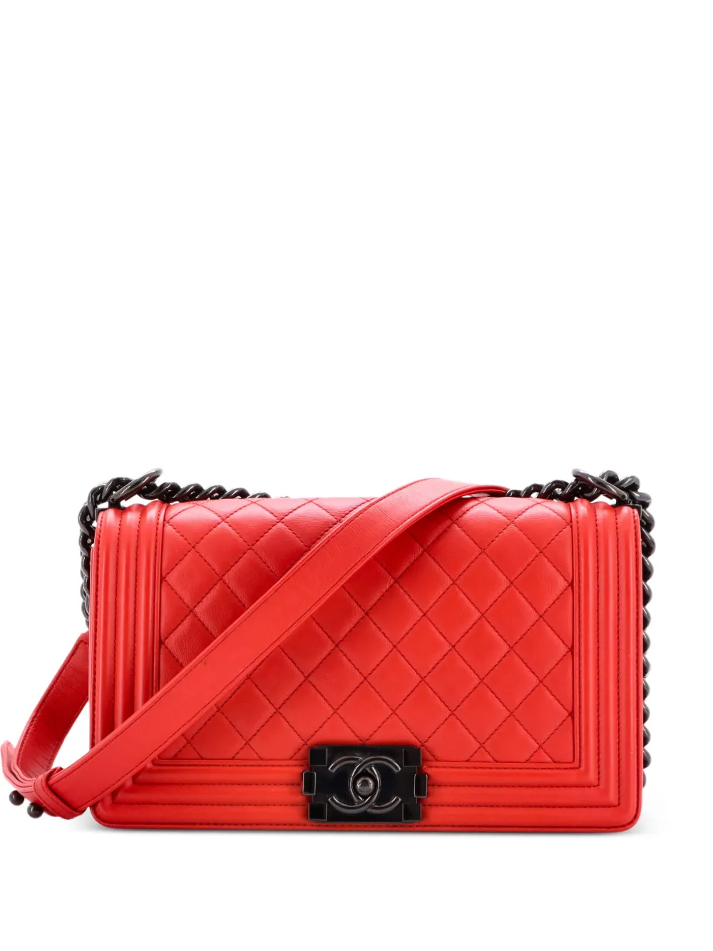 CHANEL Pre-Owned Boy Flap Bag Quilted Calfskin Old Medium shoulder bag - Rosso